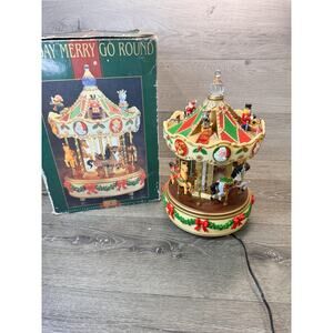 Maisto Christmas Holiday Around The Carousel Musical Animated Merry Go Round